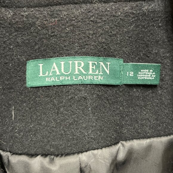 Ralph Lauren Women’s Black Wool-Blend Coat 3-Button Long Sleeve Size 12 - Picture 6 of 8